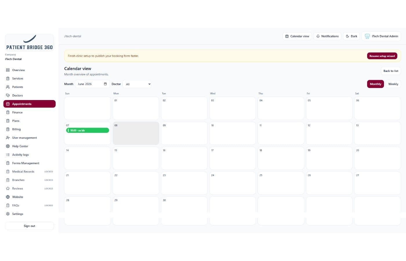 Calendar view